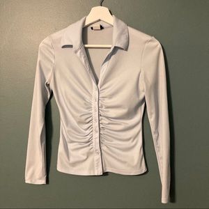 Cinched Baby Blue Blouse